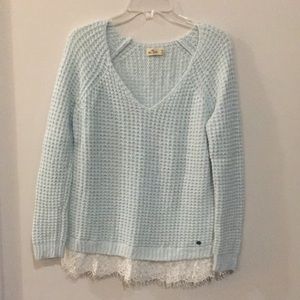 Hollister mint blue and lace sweater